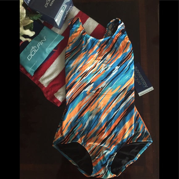 Dolfin Aquashape Swimsuit Sz 8 Turquoise Cascade NWT Conservative Lap Suit